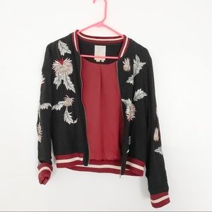 Anthropologie Elevenses Embroidered Bomber Jacket